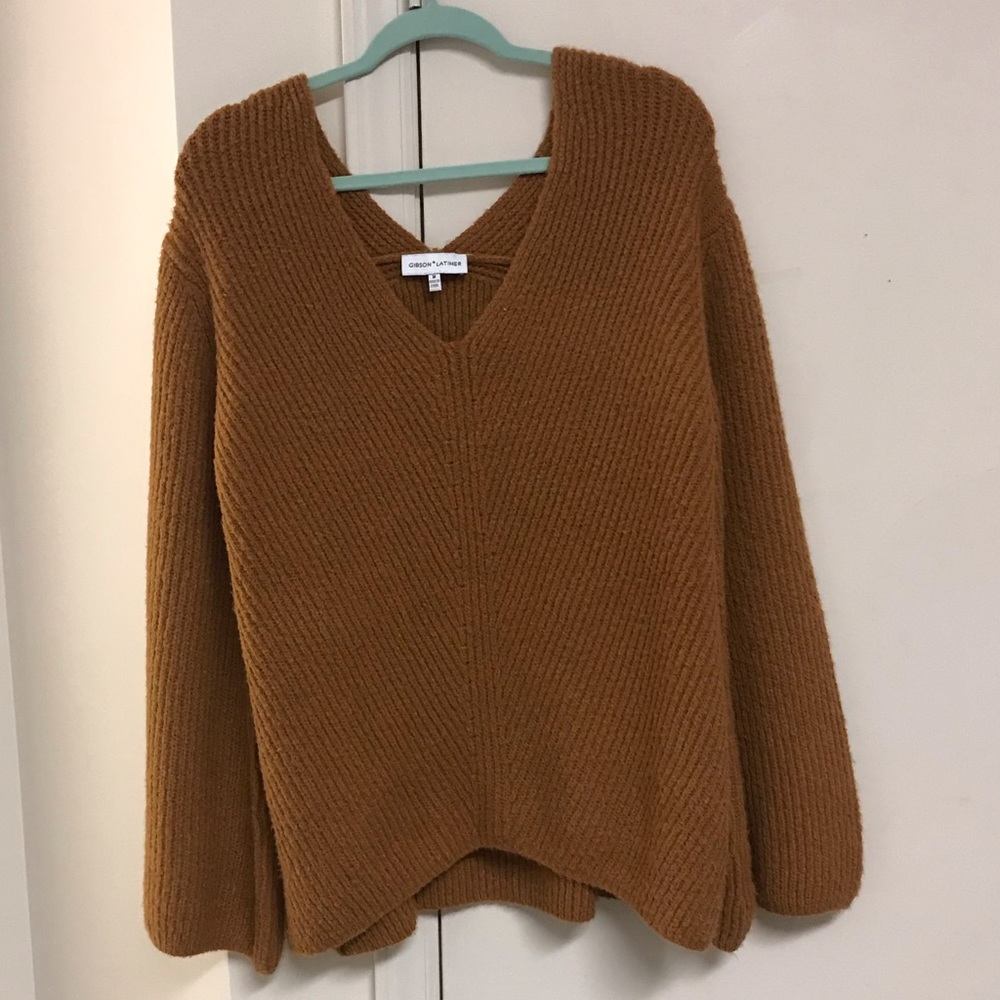 mustard sweater with bell sleeves